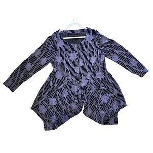 Vintage Pleats Collection purple XL distressed sheer Grunge AsymmetricalTunicTop